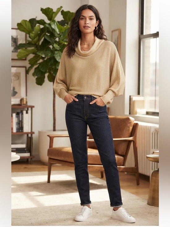 Philosophy Sweaters - Philosophy Neutral Beige Cowl-Neck Oversized Sweater. EUC